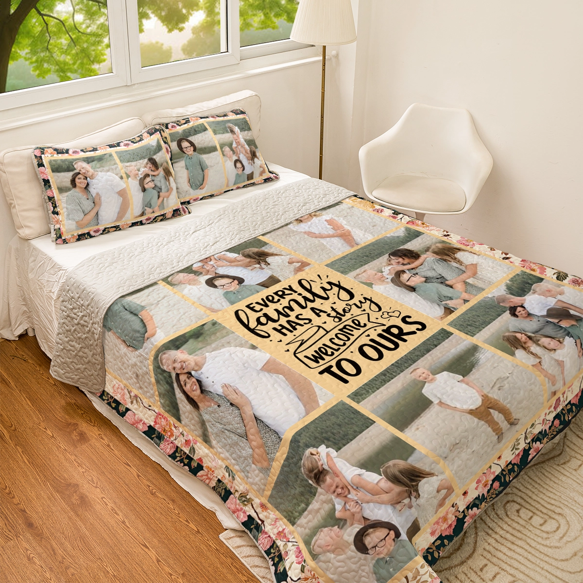 Shineful All Season Quilt 3-Piece Set Personalized Family Story