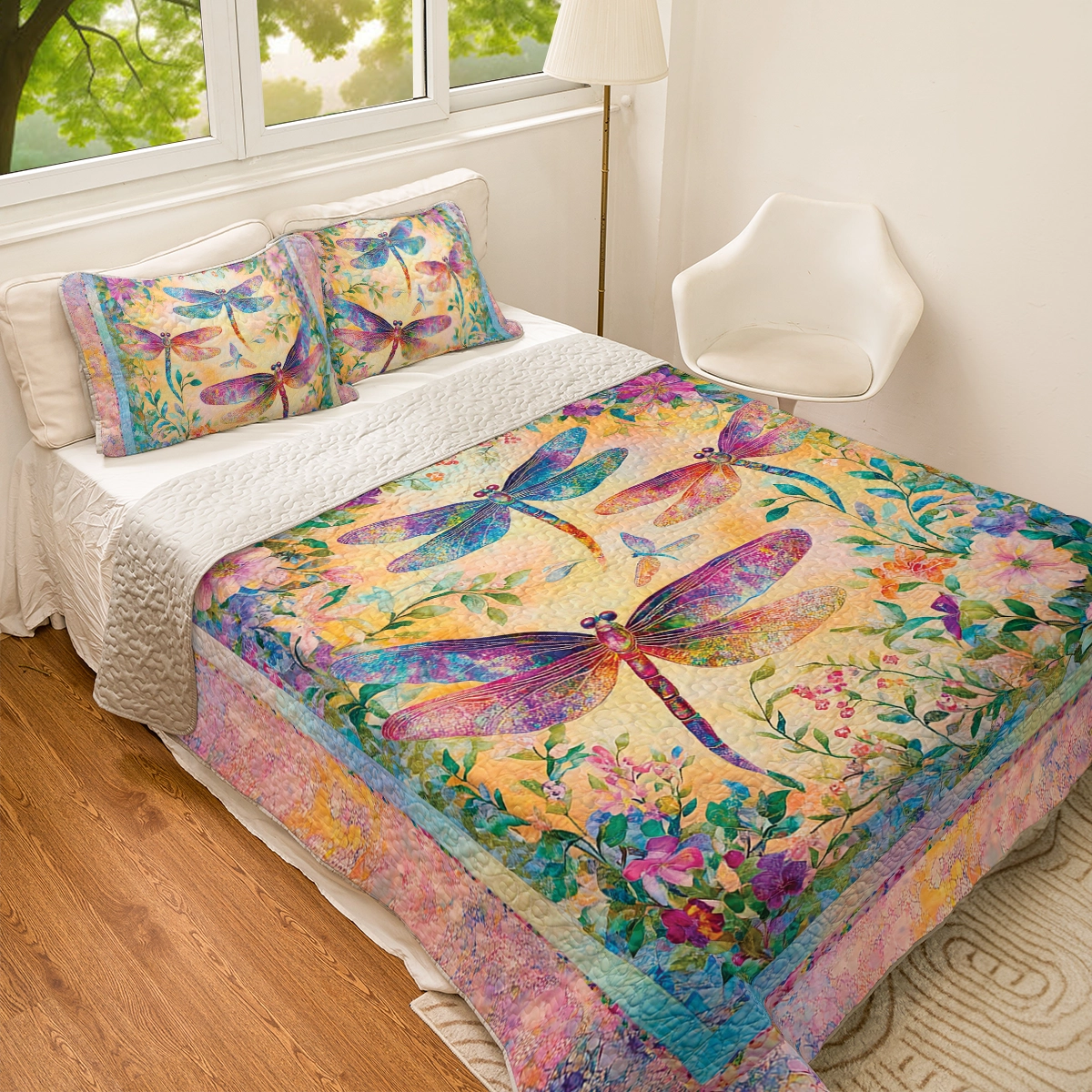 Shineful All Season Quilt 3-Piece Set - Kaleidoscope Dragonfly