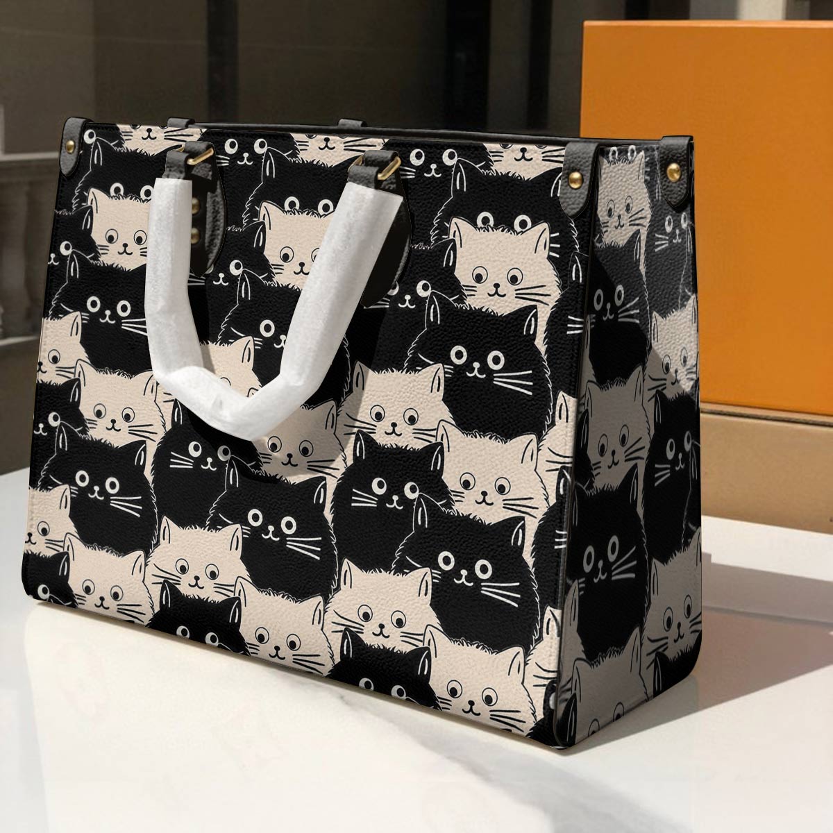 Shineful Leather Bag Cute Face Cats