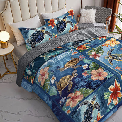 Shineful All Season Quilt 3-Piece Set Sea Turtle Ocean Dreams