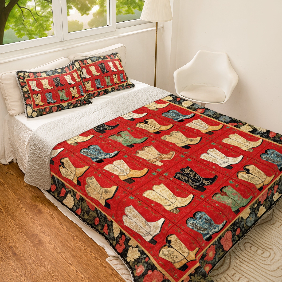 Shineful All Season Quilt 3-Piece Set Cowboy Kick Up Your Boots