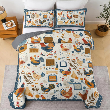 Shineful All Season Quilt 3-Piece Set Rustic Chicken