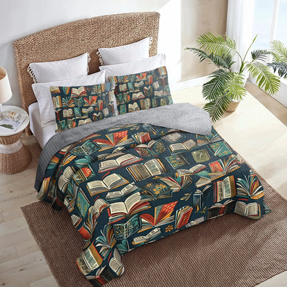 Shineful All Season Quilt 3-Piece Set Reading Enchanted Library