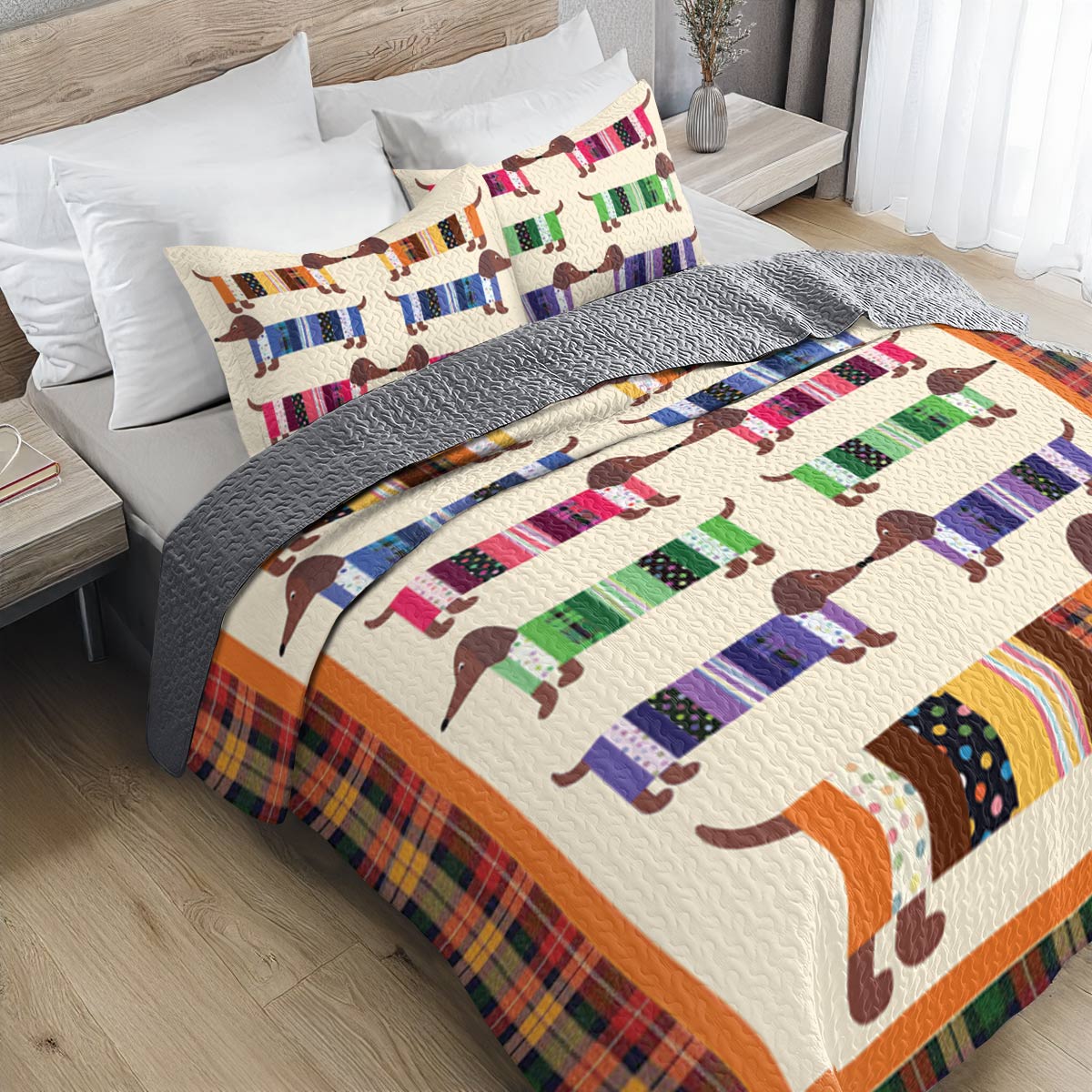 Shineful All Season Quilt 3-teiliges Set Mein bunter Dackel 