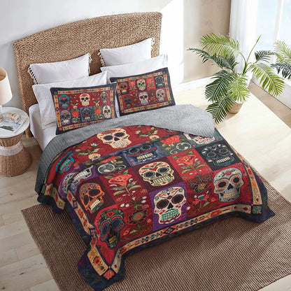 Shineful All Season Quilt 3-Piece Set Heritage Sugar Skull