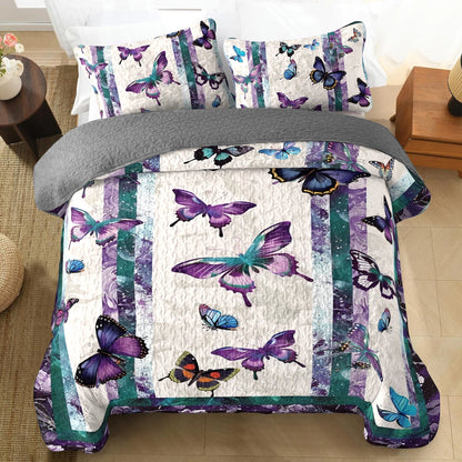 Shineful All Season Quilt 3-Piece Set Fluttering Elegance Butterfly