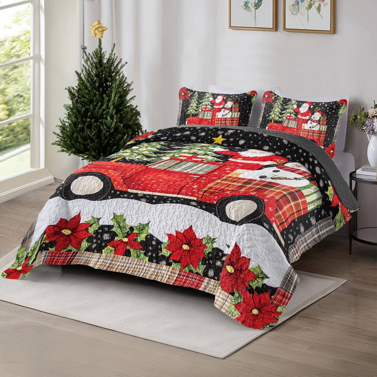 Shineful All Season Quilt 3-Piece Set Santa Claus