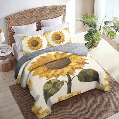 Shineful All Season Quilt 3-Piece Set Golden Sunflower