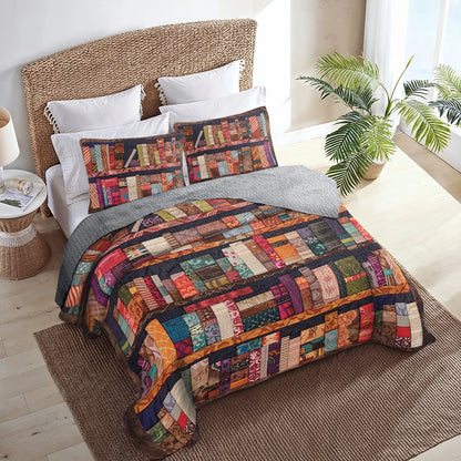 Shineful All Season Quilt 3-Piece Set Retro Library Book