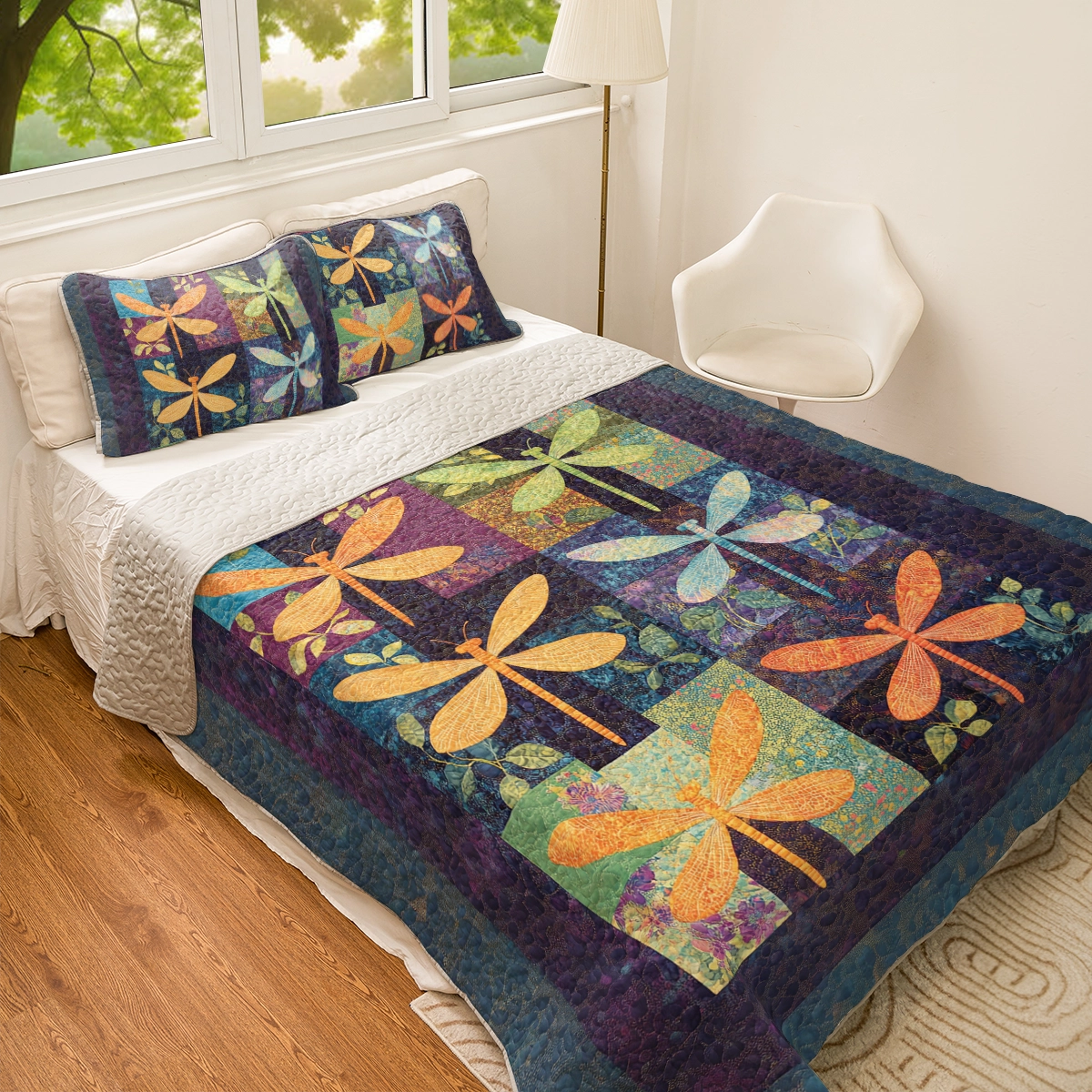 Shineful All Season Quilt 3-teiliges Set Dragonfly Serenity Patchwork