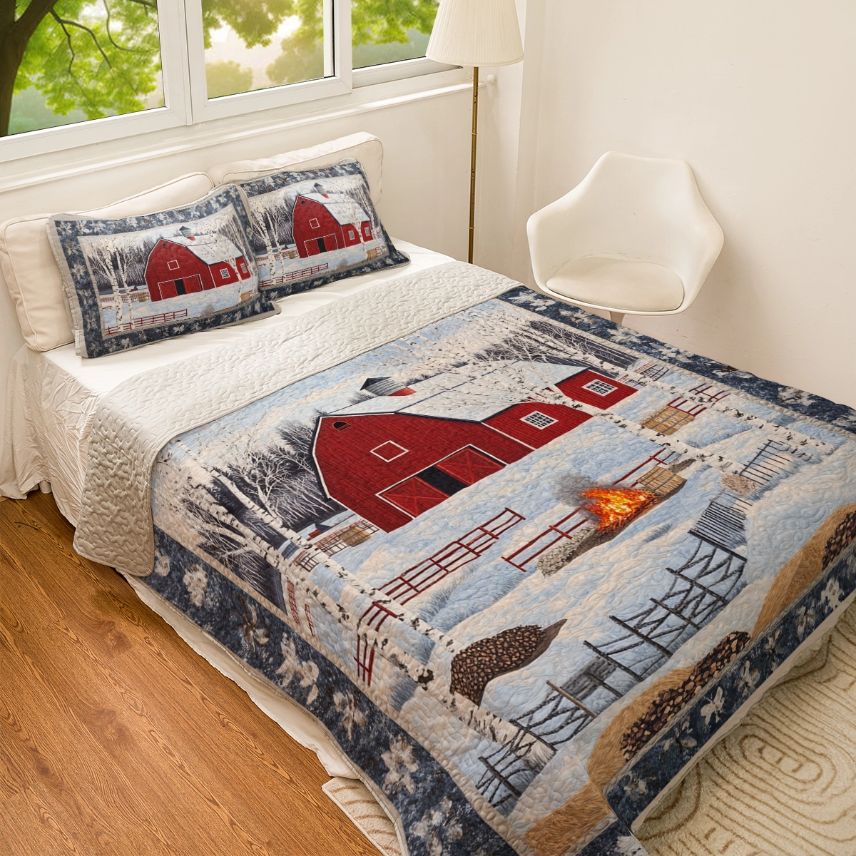 Shineful All Season Quilt 3-Piece Set Cozy Cabin Nights Christmas