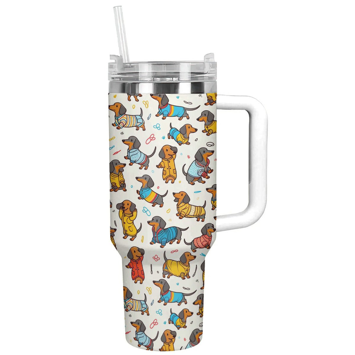 40 Oz Dachshund Shineful™ Tumbler Happy Dachshunds Nl09 White 40Oz