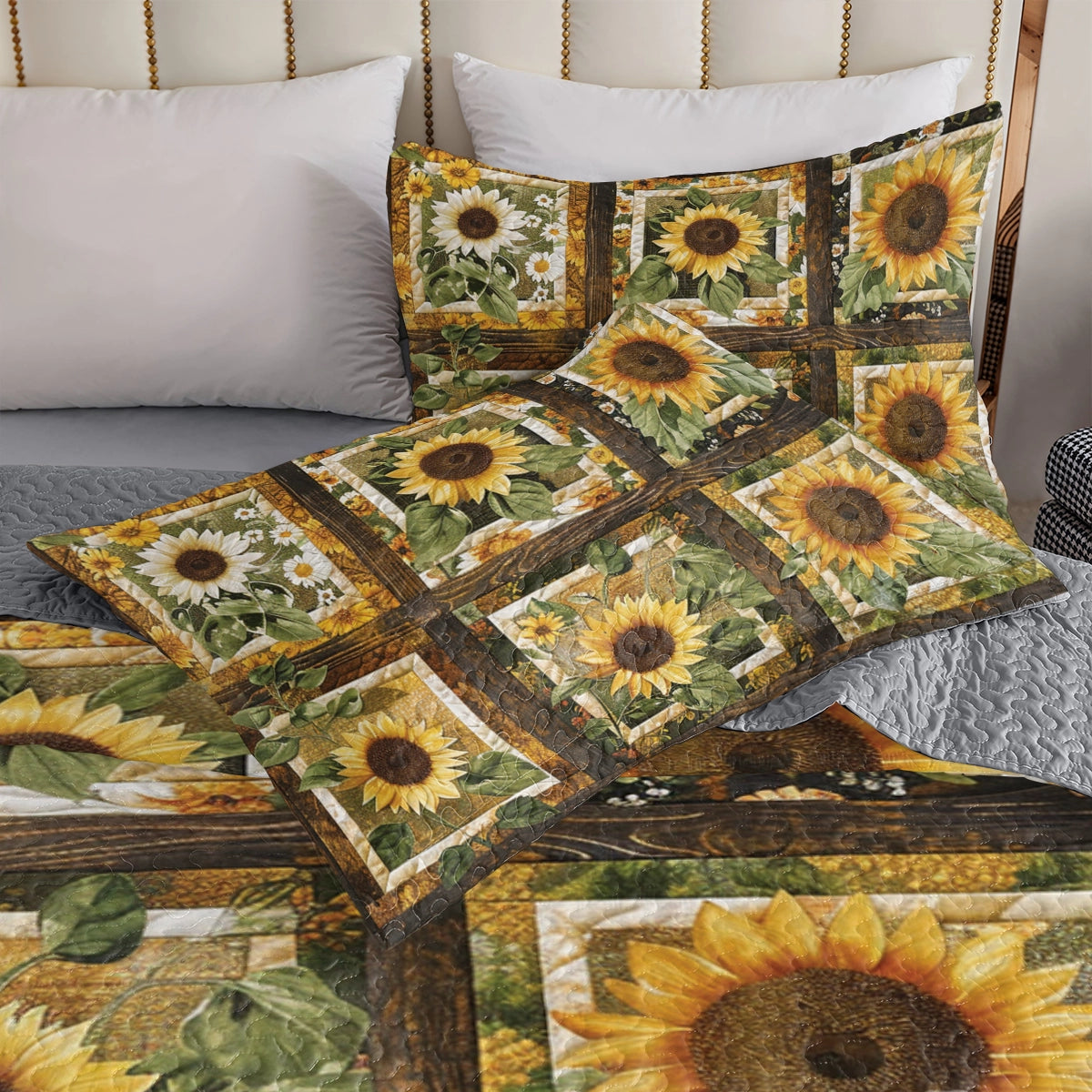 Shineful All Season Quilt 3-Piece Set Rustic Sunflower