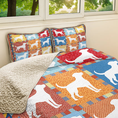 Shineful All Season Quilt 3-Piece Set - Colorful Labrador Patchworks