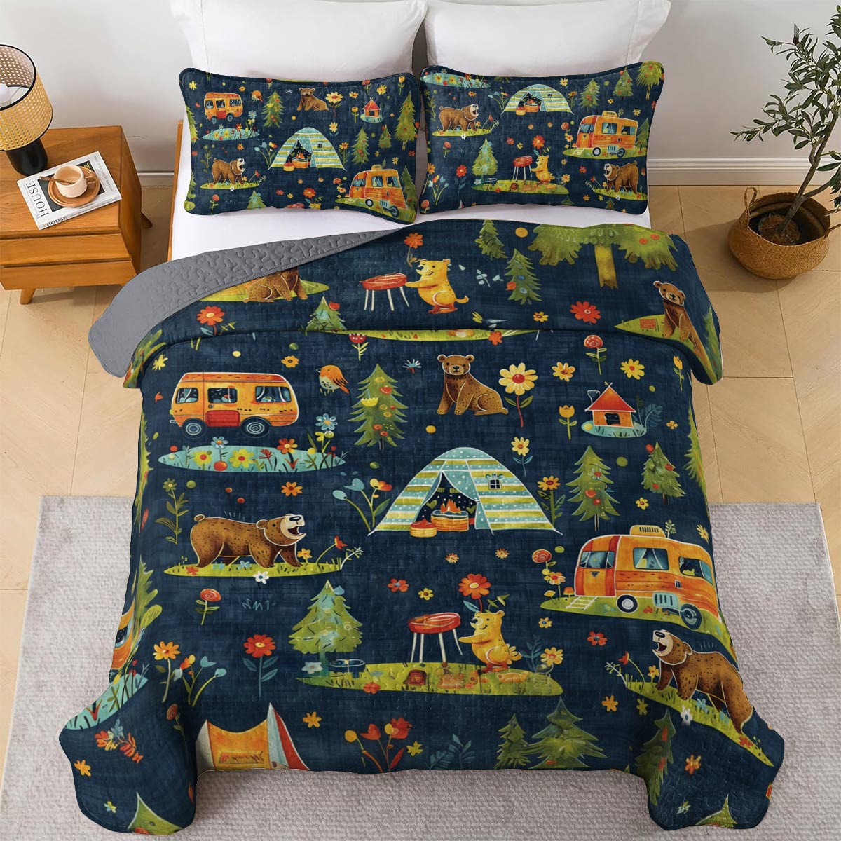 Shineful All Season Quilt 3-Piece Set Bear & Camp