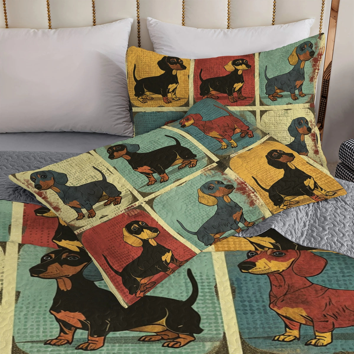 Shineful All Season Quilt 3-Piece Set Vintage Dachshund Gallery