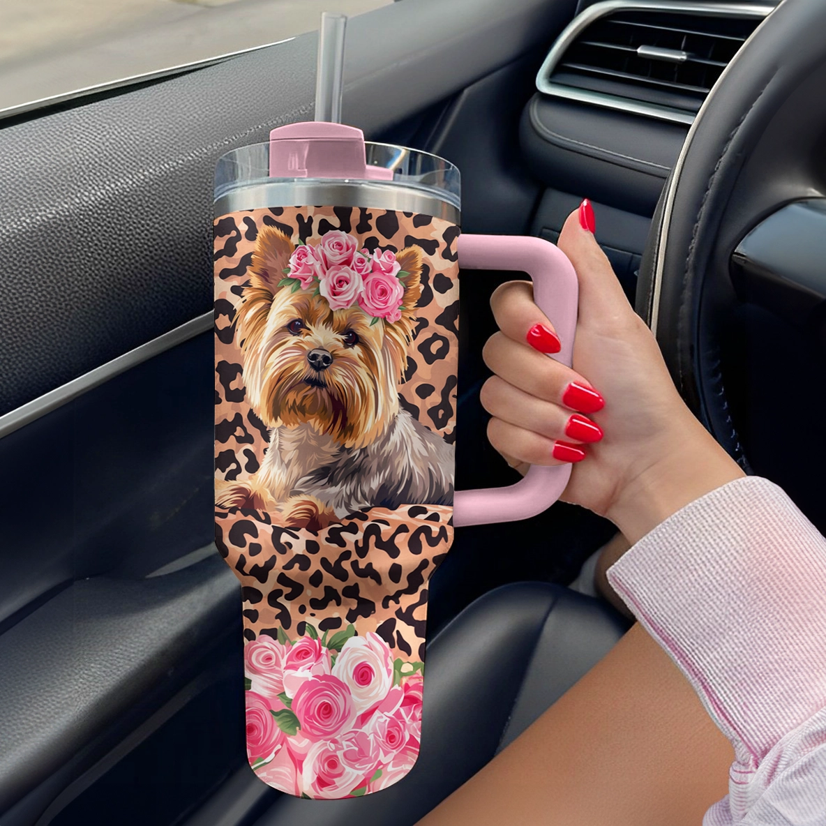 Shineful Tumbler Leopard Yorkie Bliss