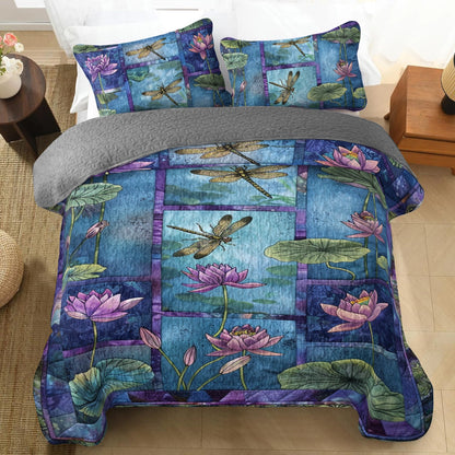 Shineful All Season Quilt 3-Piece Set Dragonfly Serenity