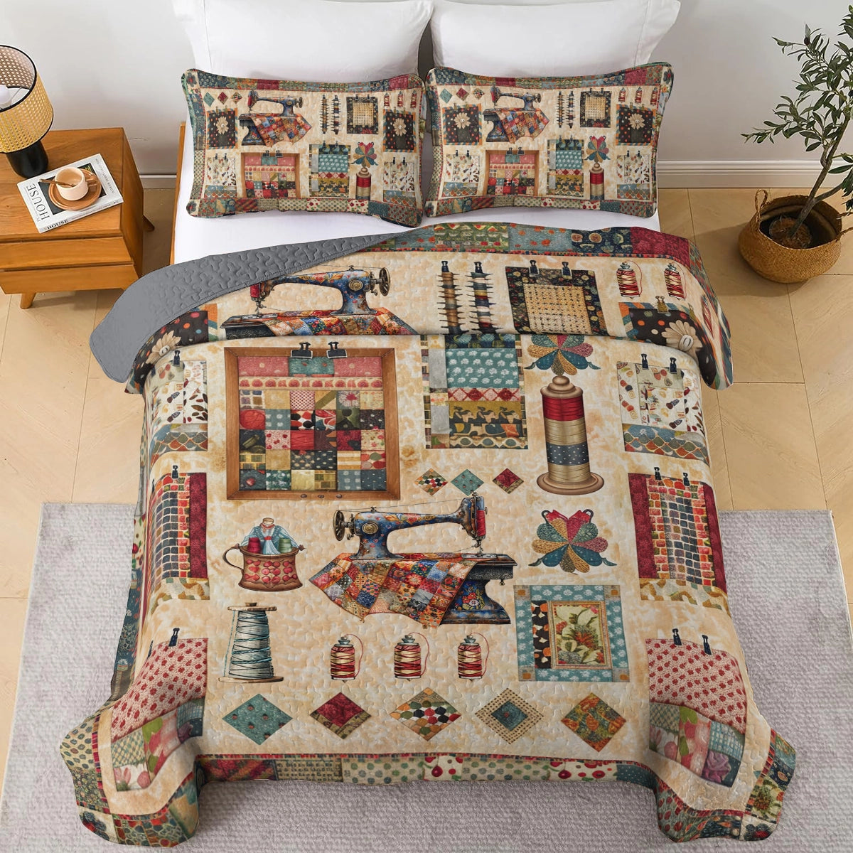 Shineful All Season Quilt 3-Piece Set Sewing Vintage