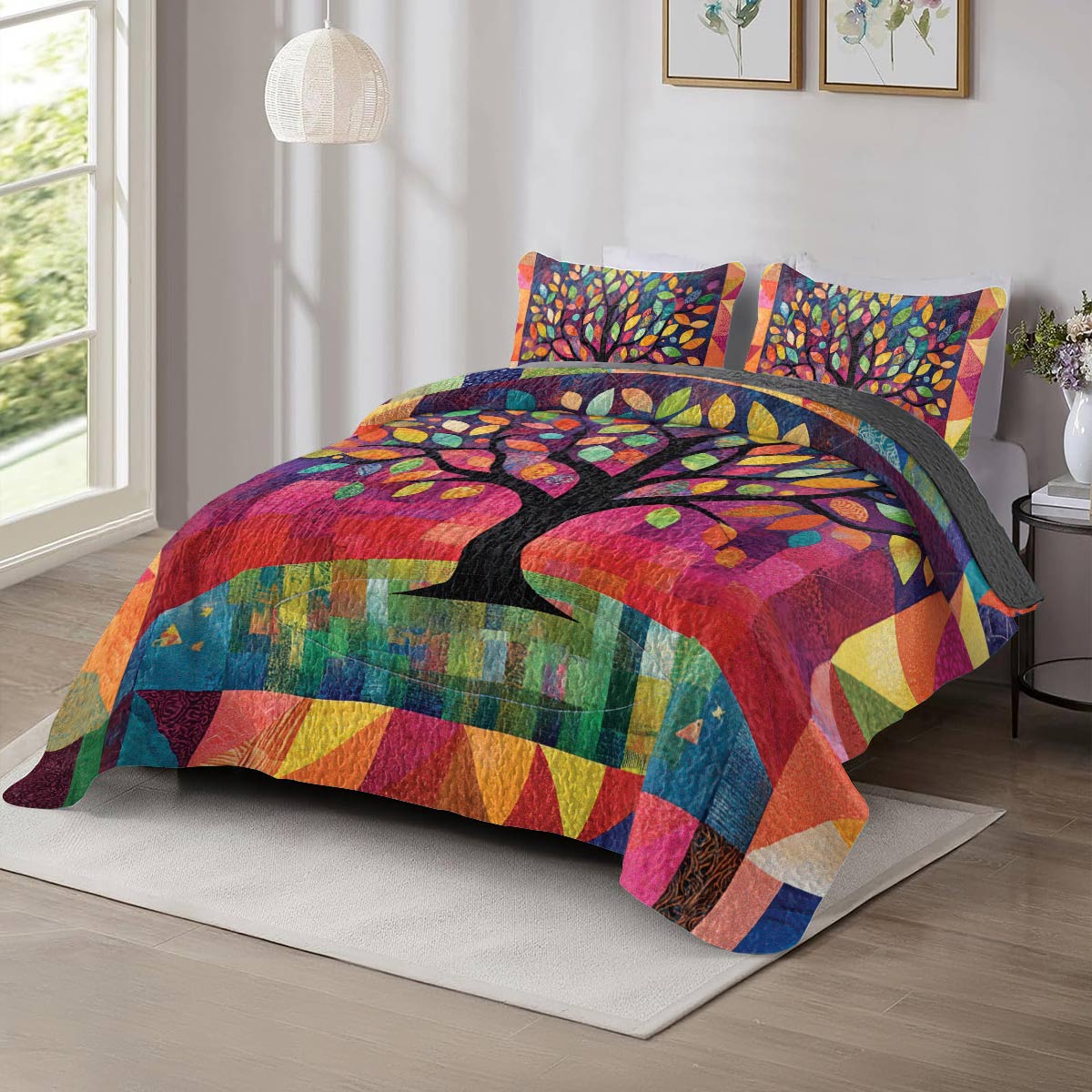 Shineful All Season Quilt 3-Piece Set Colorful Canopy