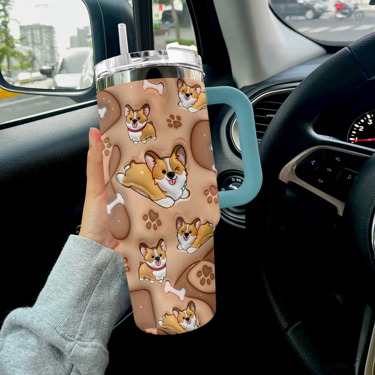 Shineful Glossy Tumbler Puffy Adorable Corgi