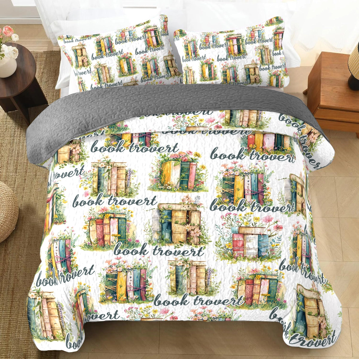 Shineful All Season Quilt 3-Piece Set Reading Booktrovert