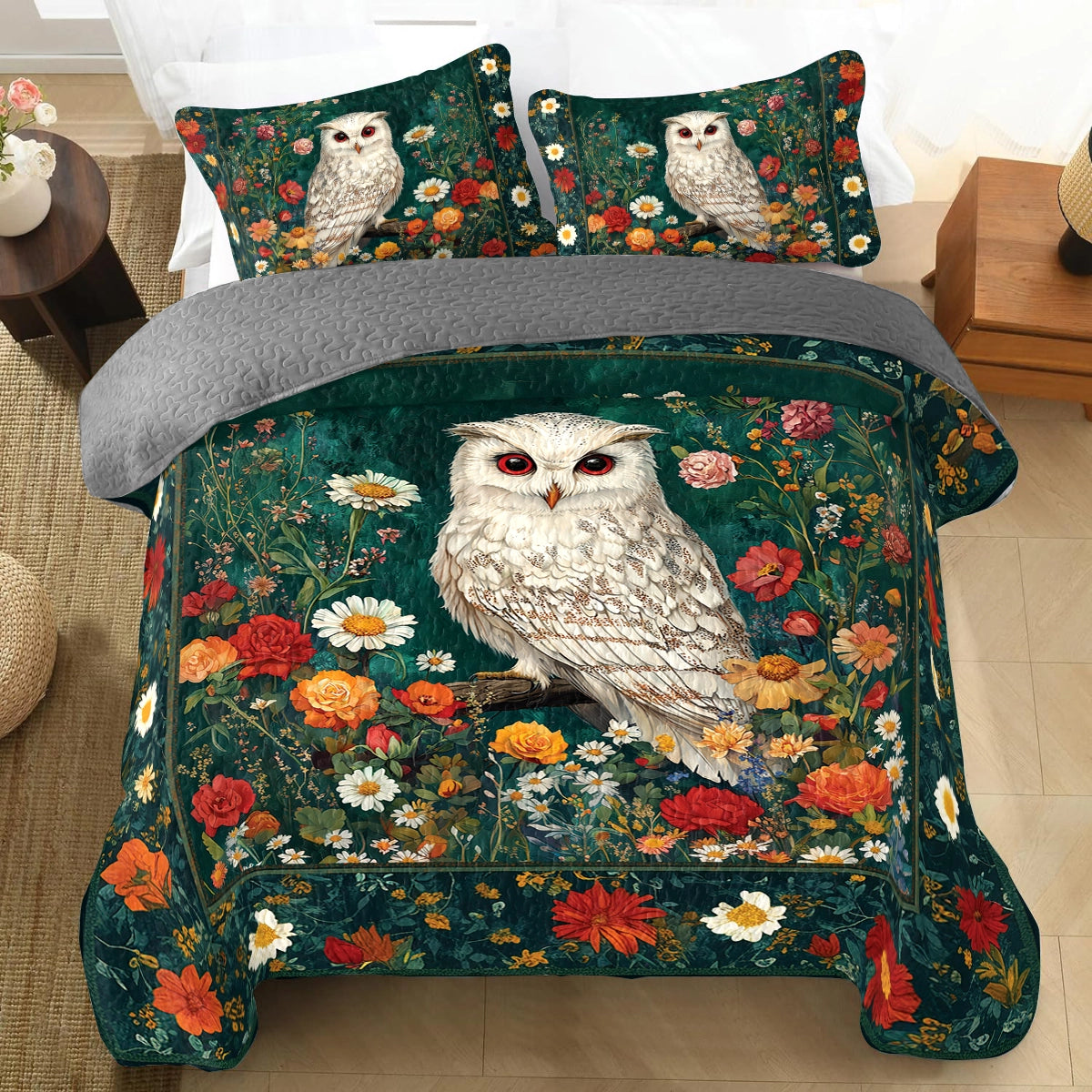 Shineful All Season Quilt 3-Piece Set - Enchanted Owl Garden