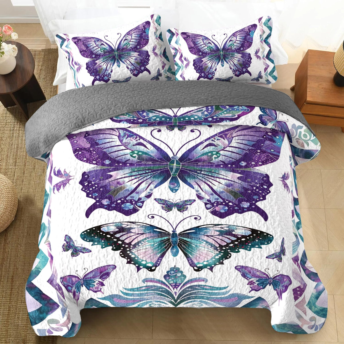 Shineful All Season Quilt 3-Piece Set Mystic Butterfly