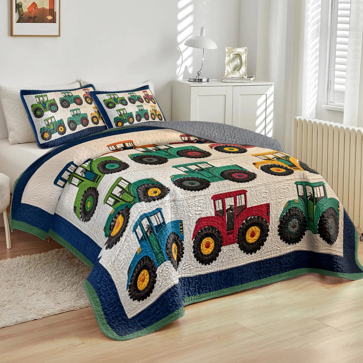 Shineful All Season Quilt 3-Piece Set Tractor Trails