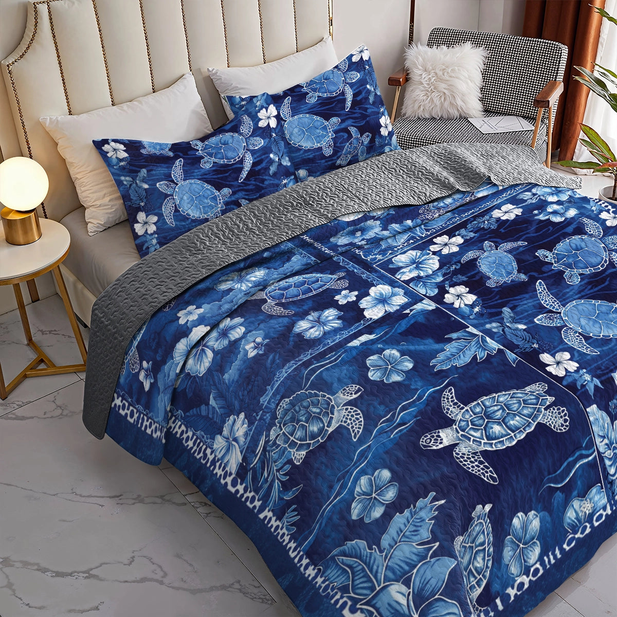 Shineful All Season Quilt 3-Piece Set Sea Turtle Ocean Harmony