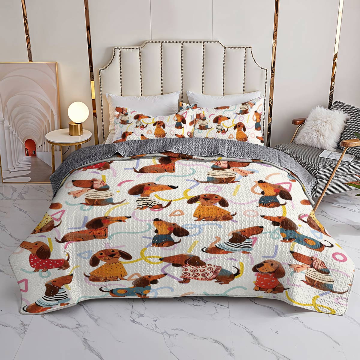 Shineful All Season Quilt 3-Piece Set Dachshund cute