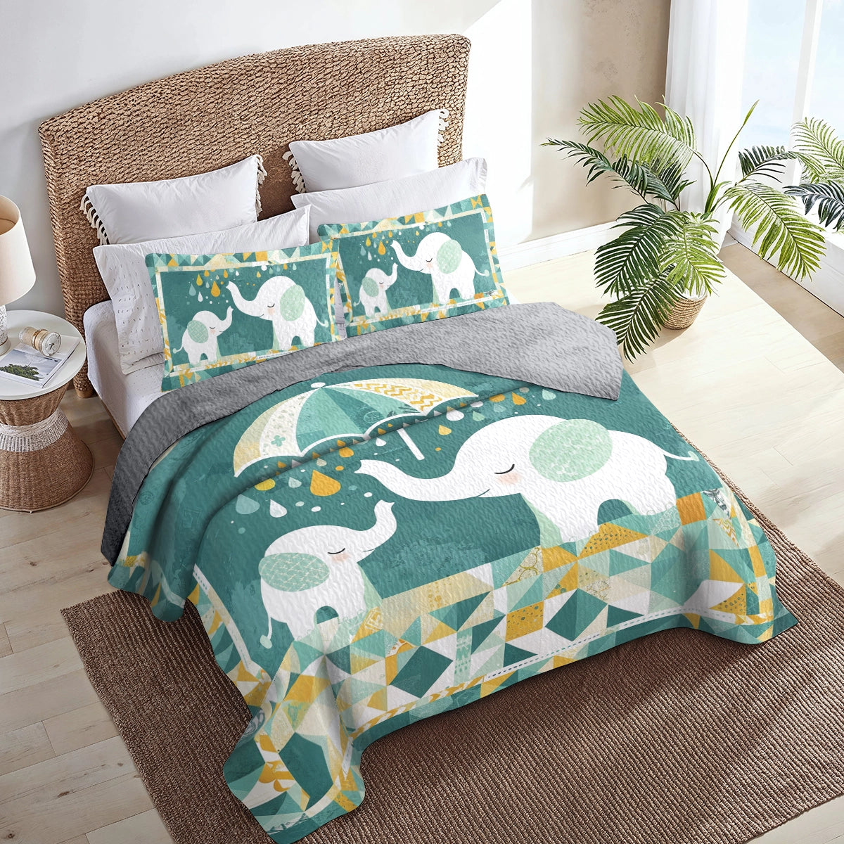 Shineful All Season Quilt 3-Piece Set Elephant Good Dream