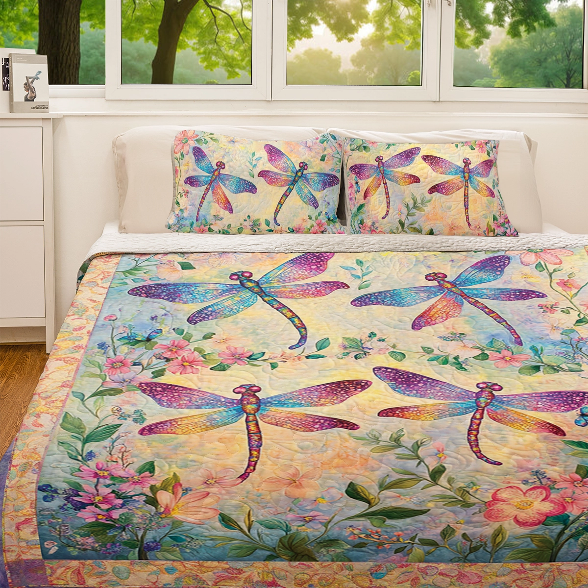 Shineful All Season Quilt 3-Piece Set - Dragonfly Garden