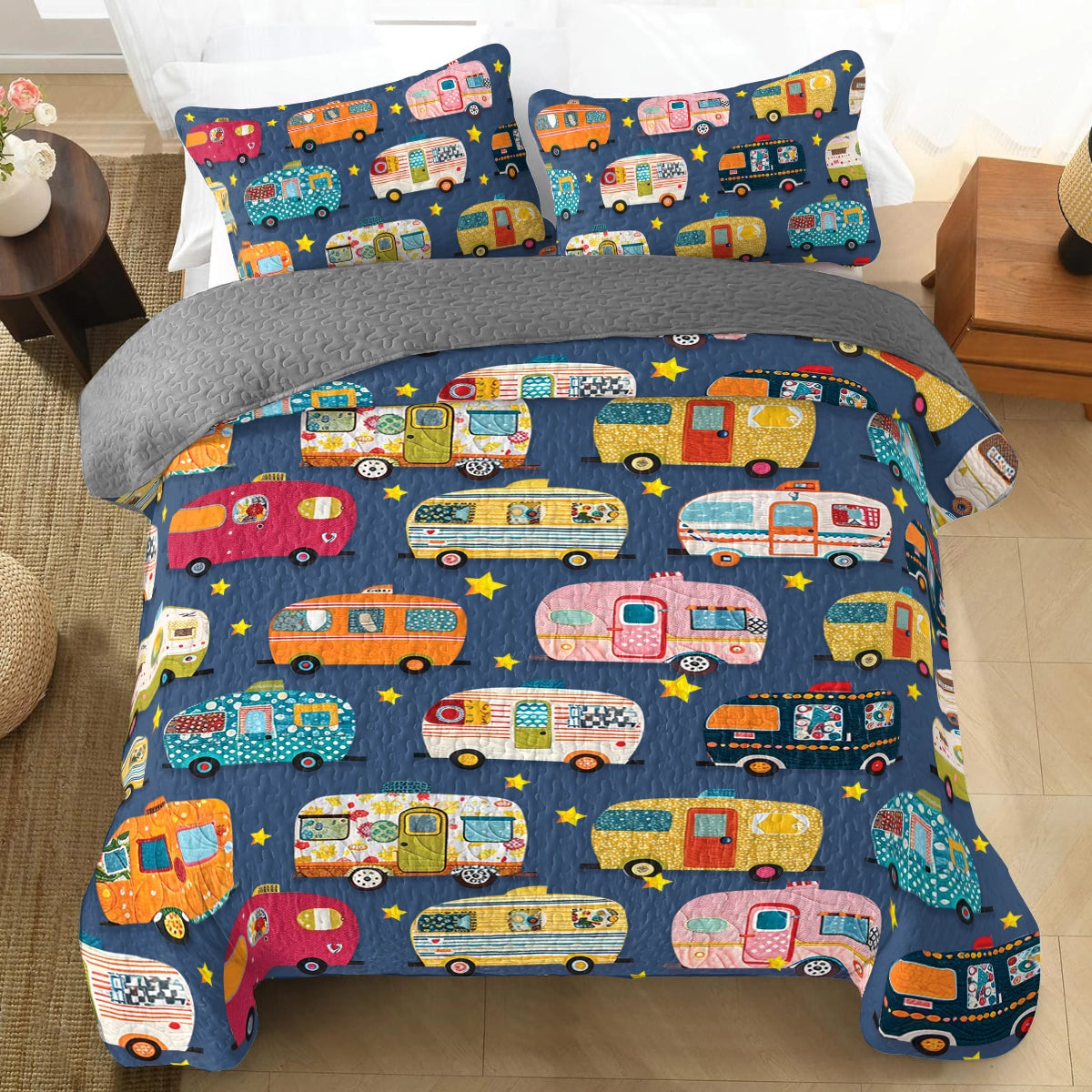 Shineful All Season Quilt 3-Piece Set Retro Camper