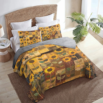 Shineful All Season Quilt 3-Piece Set Sunflower Golden Glow