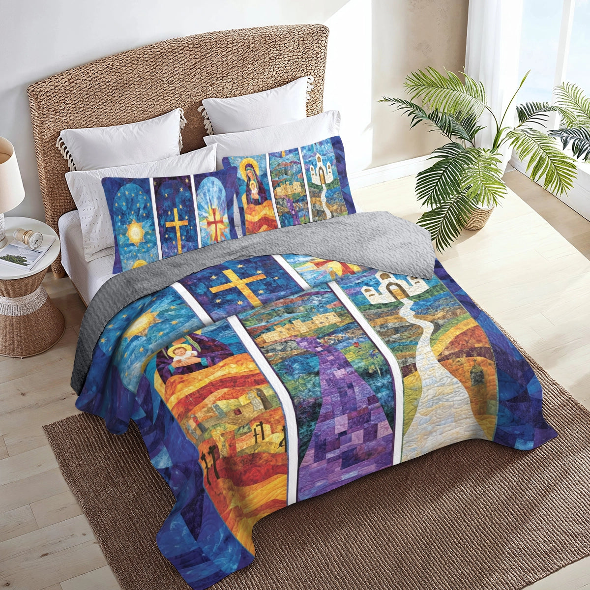 Shineful All Season Quilt 3-Piece Set God Holy Night