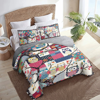 Shineful All Season Quilt 3-Piece Set Playful Owl