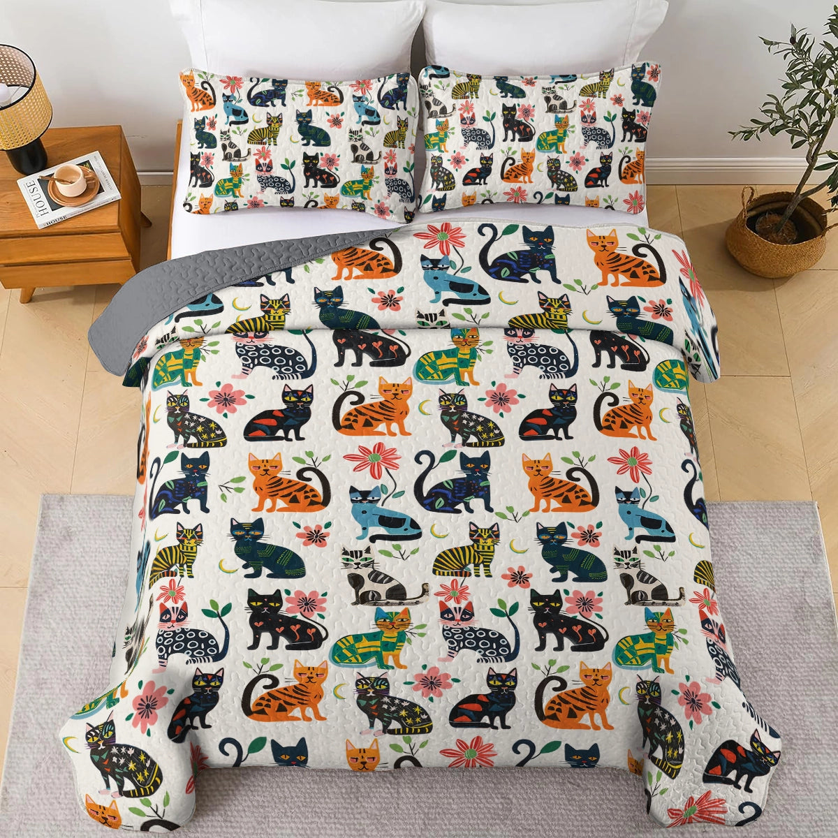 Shineful All Season Quilt 3-teiliges Set Cat Playful Paws