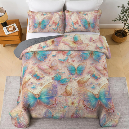 Shineful All Season Quilt 3-Piece Set - Butterfly Fluttering Fantasy