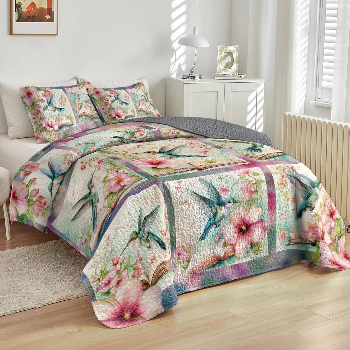 Shineful All Season Quilt 3-Piece Set Hummingbird Bliss