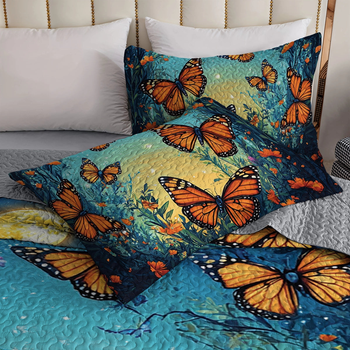 Shineful All Season Quilt 3-Piece Set - Butterfly Sunset