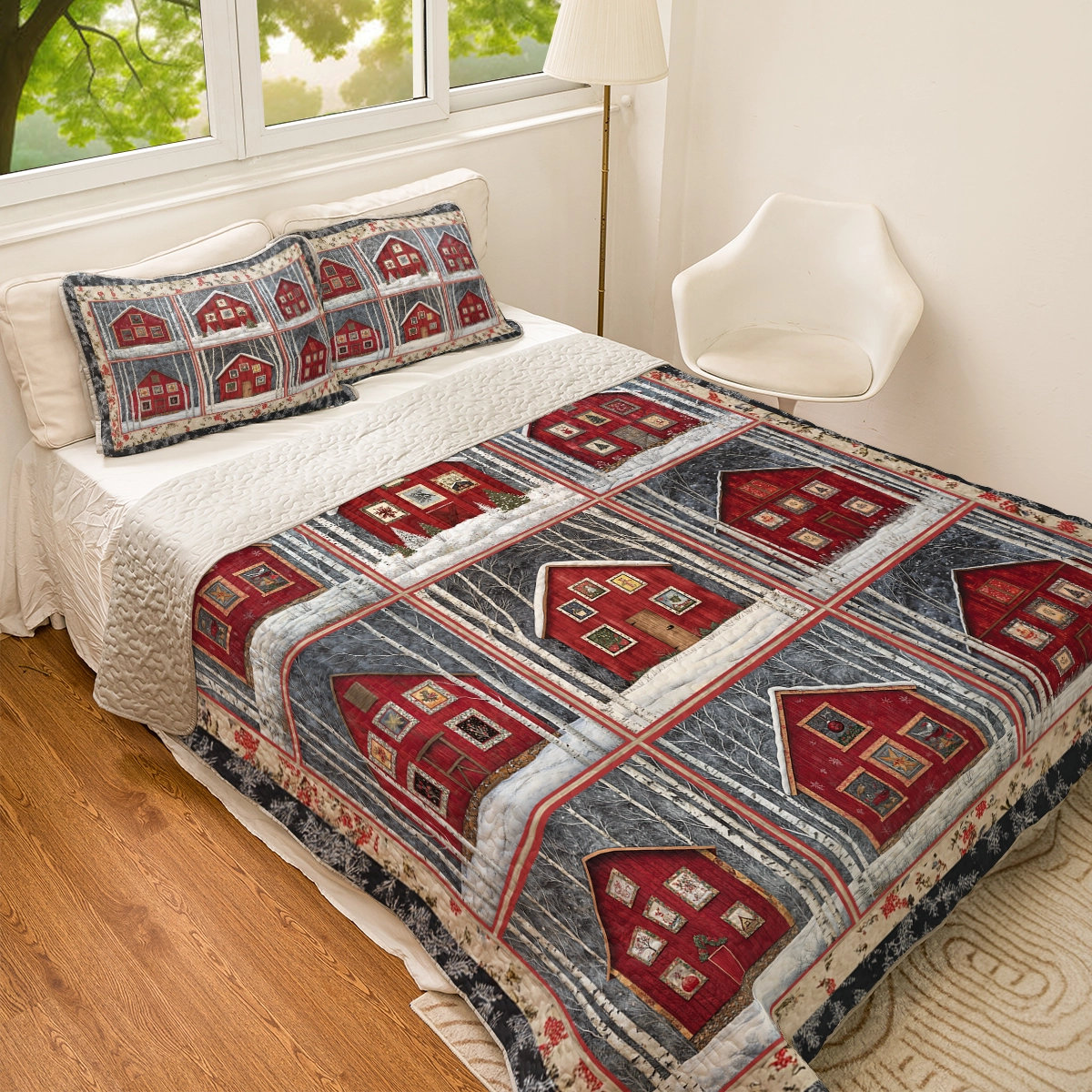 Shineful All Season Quilt 3-Piece Set Christmas Winter Village 