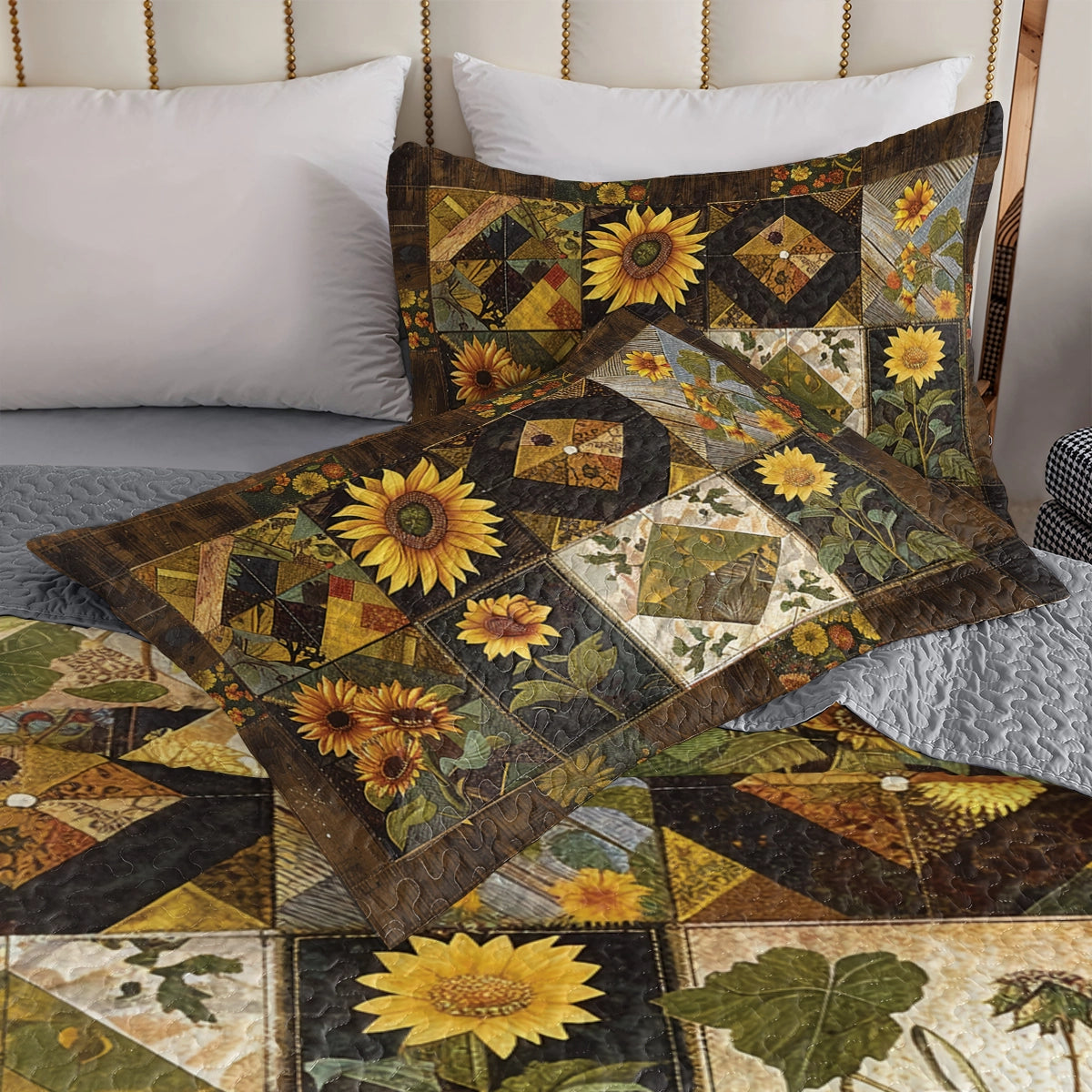 Shineful All Season Quilt 3-Piece Set Sunflower Golden Harves