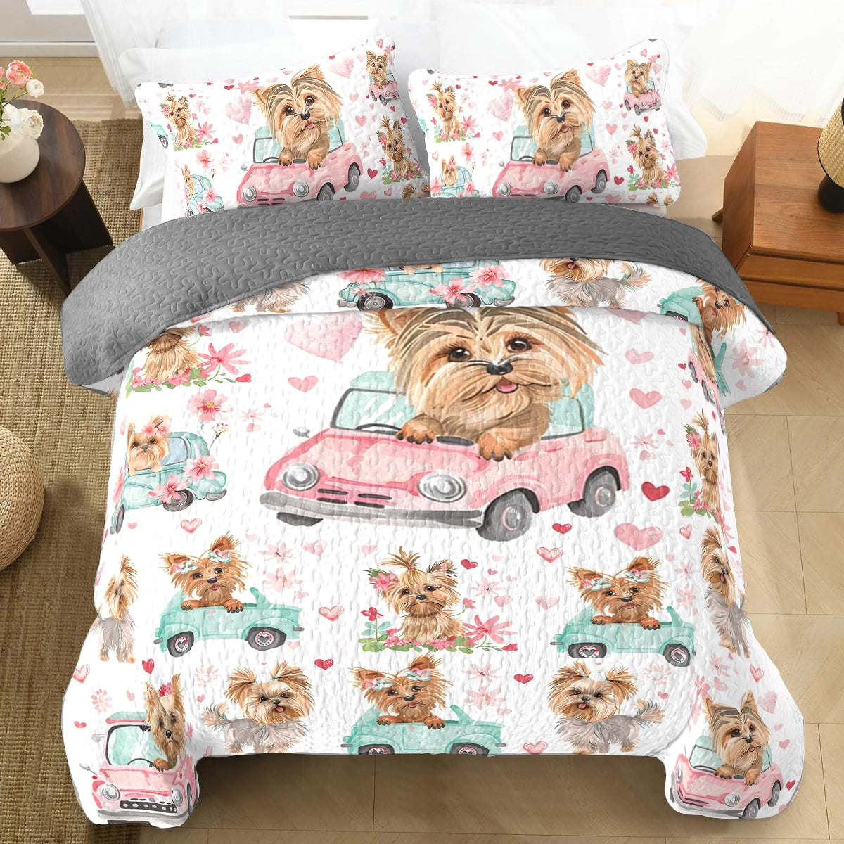 Shineful All Season Quilt 3-Piece Set Lovely Yorkie