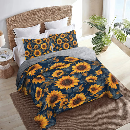 Shineful All Season Quilt 3-Piece Set - Bloom Golden Sunflower