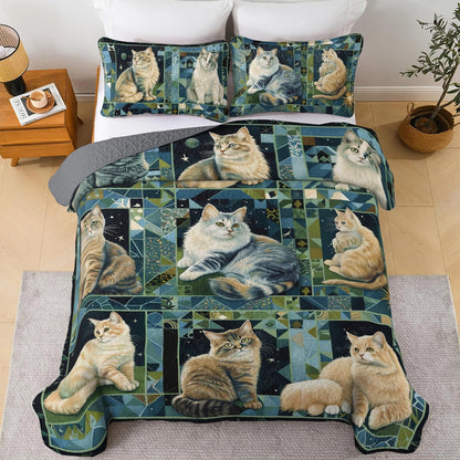 Shineful All Season Quilt 3-Piece Set Cat Purrfect Companions