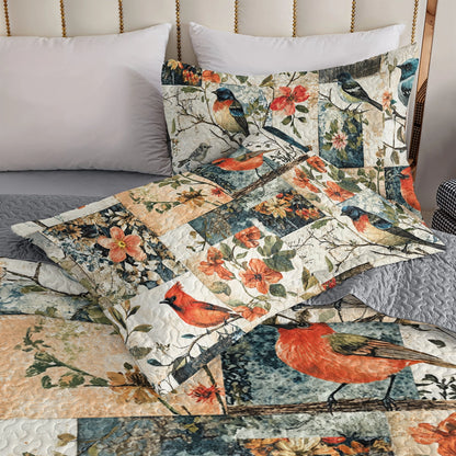 Shineful All Season Quilt 3-Piece Set Vintage Birdsong Bliss