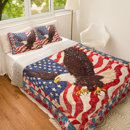 Shineful All Season Quilt 3-Piece Set Freedom Soars American