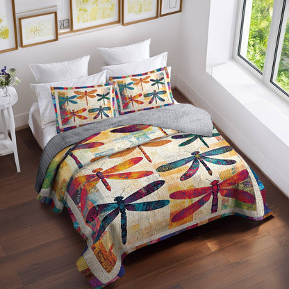 Shineful All Season Quilt 3-Piece Set Dragonfly Dreams Vintage