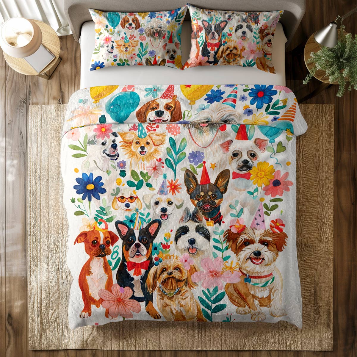 Shineful All Season Quilt 3-Piece Set Puppy Party